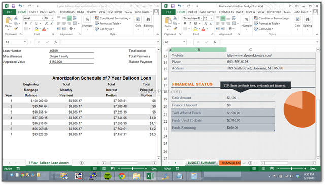 חדש! Excel 2013 מאפשר להציג גליונות אלקטרוניים זה לצד זה בחלונות נפרדים