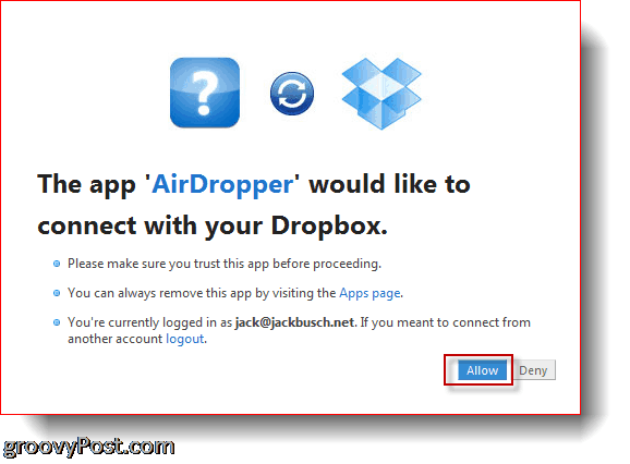 AirDropper Dropbox - חבר אפליקציה ל- Dropbox