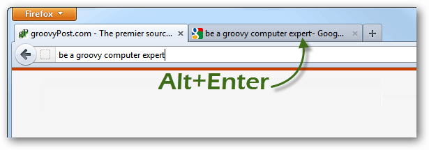 alt + enter כדי לפתוח כרטיסיות חדשות מחיפושים ב- Firefox
