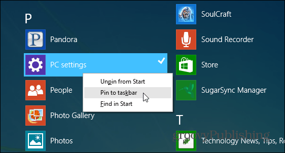 טיפ של Windows 8.1: הצמד את הגדרות המחשב לשורת המשימות