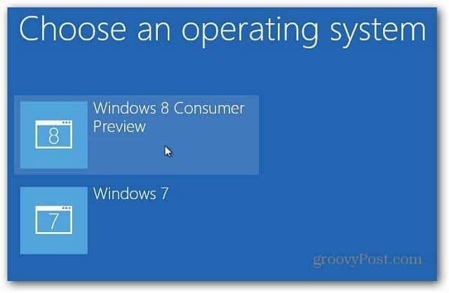 בחר Windows 8
