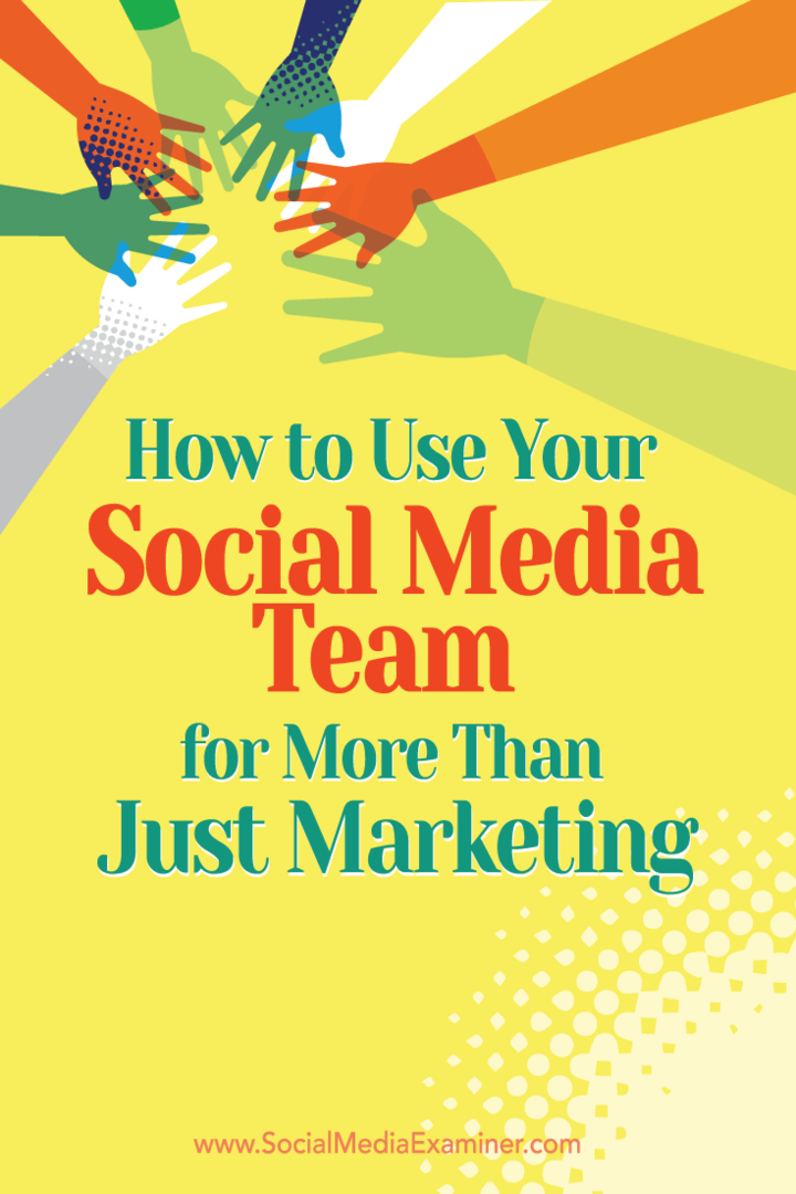 כיצד להשתמש בצוות המדיה החברתית שלך יותר משיווק רק: בוחן מדיה חברתית