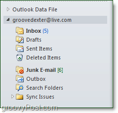 חשבון ה- live- או hotmail שלך שנוסף ל- Outlook דרך המחבר