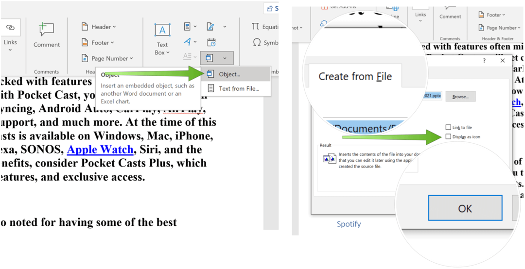 הטמע יצירת PowerPoint Slide ליצור מתוך הקובץ