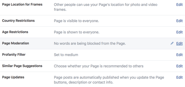 השתמש באזור ההגדרות הכלליות כדי לנהל את השליטה בדף העסקי החדש שלך בפייסבוק.