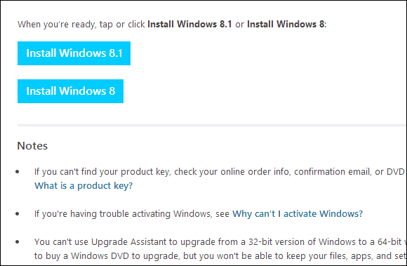 עמוד ההורדות של Windows 8.1