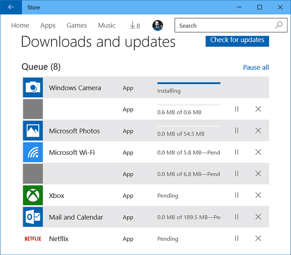 עדכוני אפליקציות של Windows 10