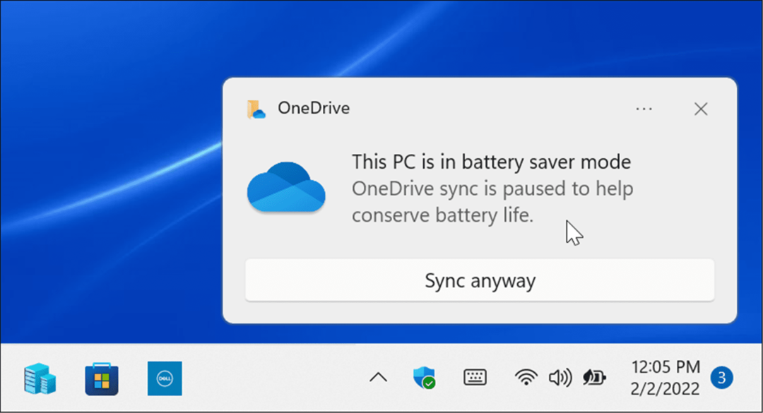 מצב חיסכון בסוללה סנכרון OneDrive מושהה