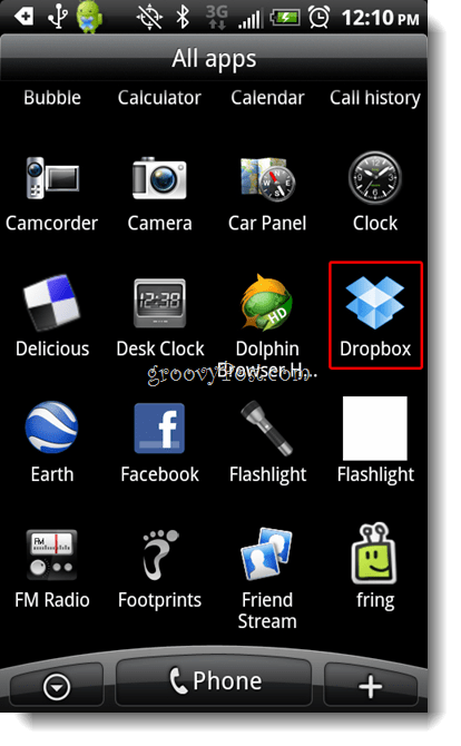 אנדרואיד Dropbox השקת אייקון Dropbox