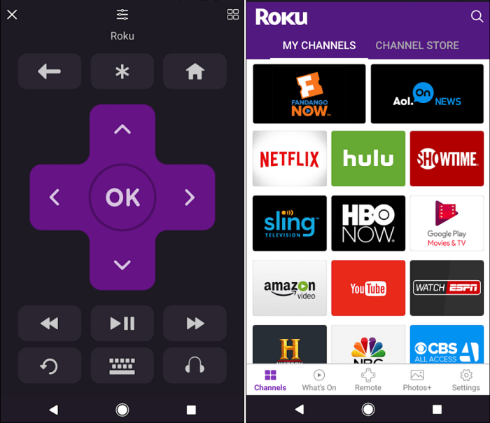 אפליקציית Roku Remote Android