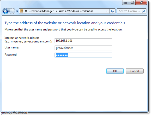 הוסף משאב רשת לכספת Windows 7