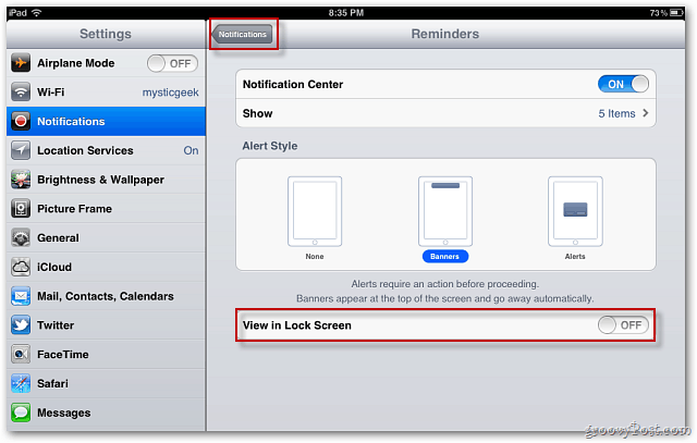 Apple iOS 5: השבת התראות מהתצוגה על מסך הנעילה