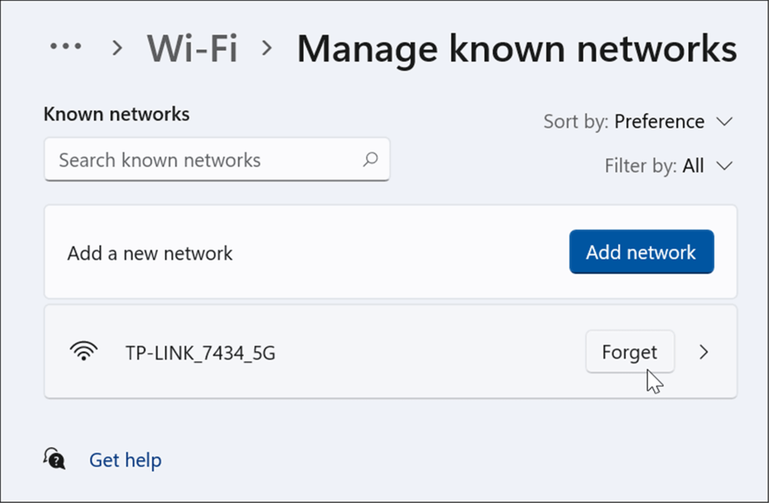 תשכח מרשת Wi-Fi ב-Windows 11