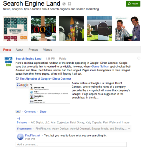 דפי Google+ - ארץ מנועי חיפוש