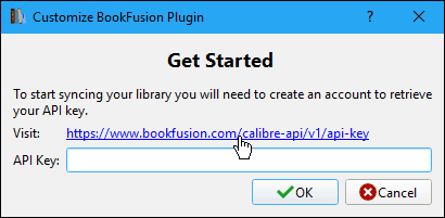 לחץ על קישור ביקור בקליבר כדי לקבל את מפתח ה- API מחשבון BookFusion שלך