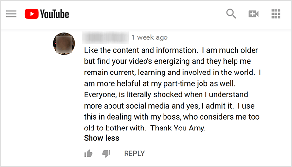 איימי לנדינו קיבלה משוב חיובי על תוכן הווידיאו שלה מהקהל שלה. לדוגמה, משתמש מגיב על כך שהסרטונים שלה עוזרים לי להישאר עדכני, לומד ומעורב בעולם. אני מועיל יותר גם במשרה חלקית שלי.