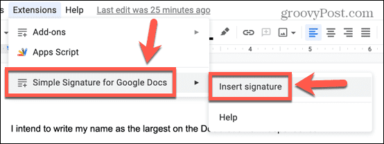 google docs הוסף חתימה מהתוספת