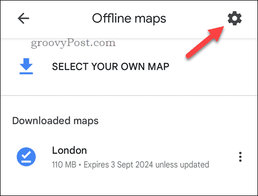 הגדרות עבור מפות Google מפות לא מקוונות