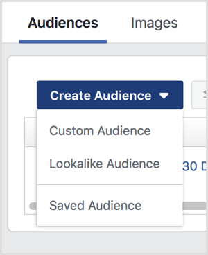 צור אפשרויות תפריט נפתח לקהל בדף קהלי פייסבוק