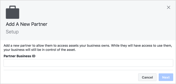 כדי לשתף את הגישה לחשבון לדפי הפייסבוק שלהם, בקש הלקוח להוסיף אותך למנהל העסקים שלו כשותף.
