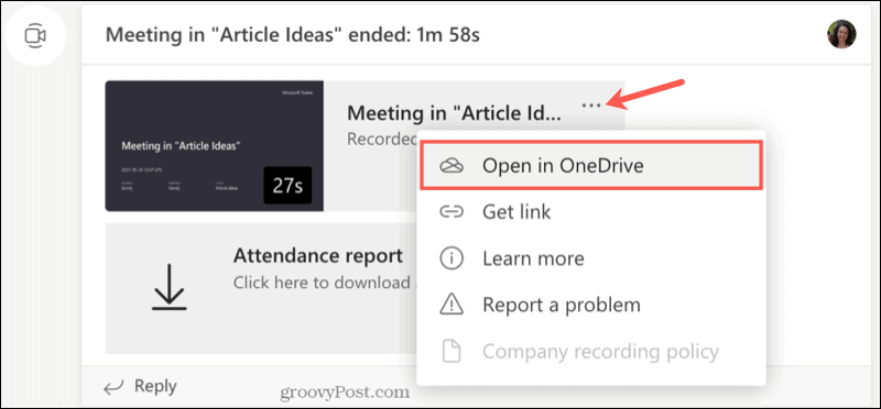 הקלטת ערוצים פתוחה ב- OneDrive