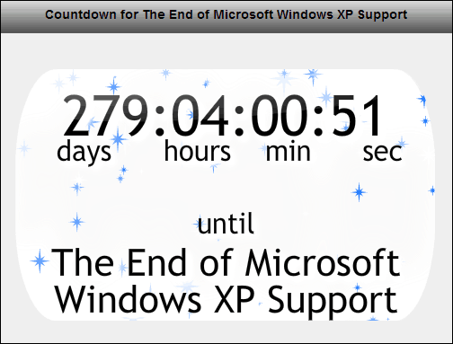 ספירה לאחור של Windows XP תמיכה
