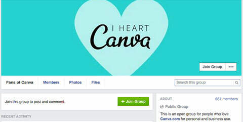 קבוצת פייסבוק של canva