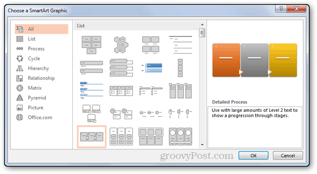 Smartart חכם אמנות Powerpoint נקודת חשמל 2013 אפשרות בחירה תהליך מפורט אמנות חכמה