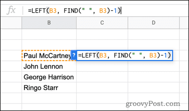 שימוש בפונקציה LEFT ב-Google Sheets