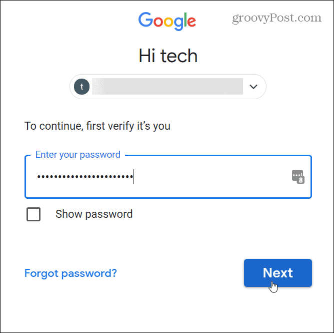 התחבר ל- Google