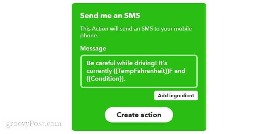 הגדרת הודעת SMS ב- ifttt
