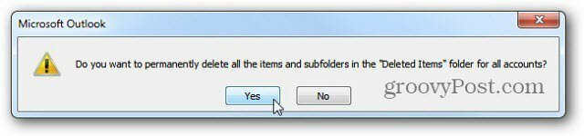 ריק באופן אוטומטי פריטים שנמחקו ב- Outlook 2010 ביציאה