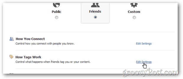 פרטיות בפייסבוק - הגדר כיצד תגים עובדים