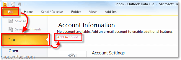 הוסף Gmail ל- Outlook 2010