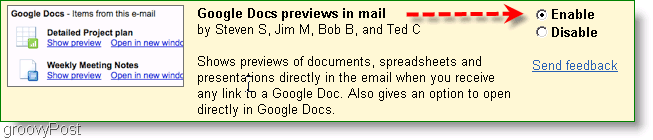 ניתן להפעיל תצוגות מקדימות של google docs בהגדרות Labs