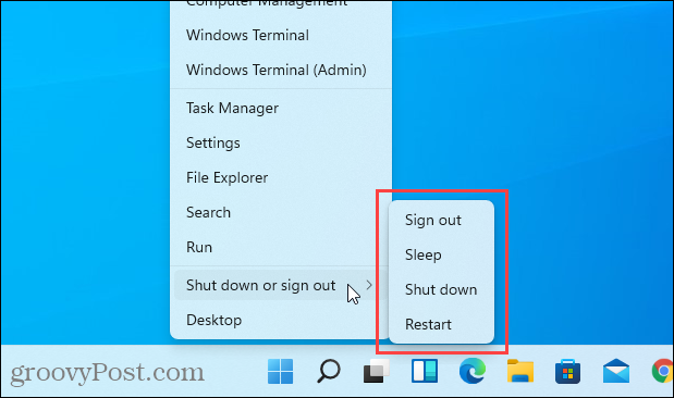 אין אפשרות למצב שינה בתפריט Windows + X ב- Windows 11