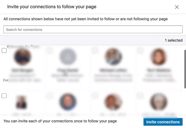 הזמן חיבורים לעקוב אחר דף LinkedIn שלך, שלב 2.