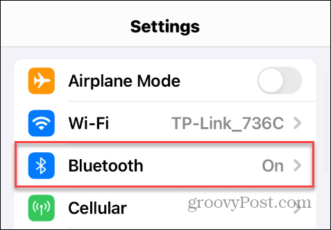 אפשרות Bluetooth בהגדרות iOS