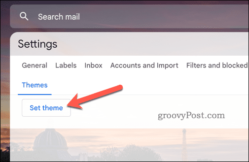 לחצן הגדר עיצוב של Gmail