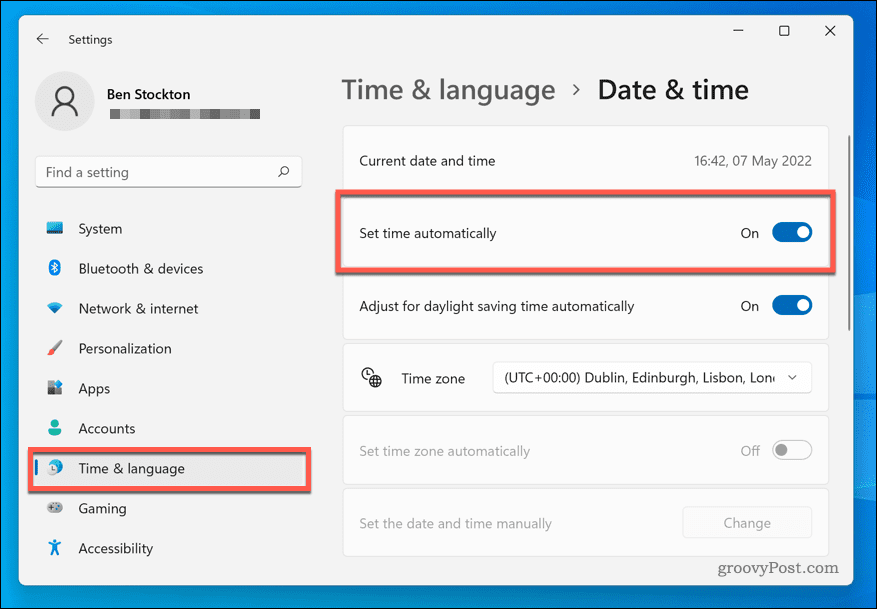 הגדרת אזור זמן ב-Windows 11