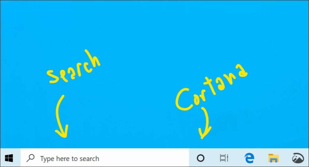 Cortana חיפוש מופרד ב- Windows 10 18317