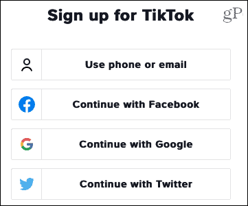 הירשם ל- TikTok באינטרנט