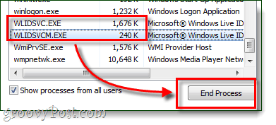 סיום התהליך של Windows Live מזהה כניסה עוזר
