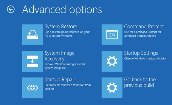 אפשרויות אתחול מתקדמות Windows 10