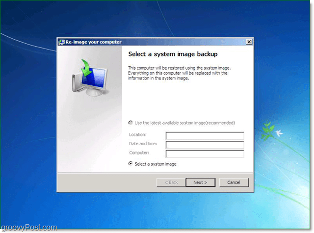 בחר לך גיבוי תמונות מערכת של Windows 7