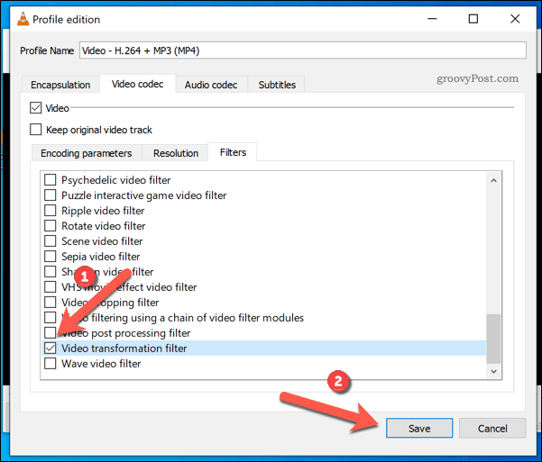 הוספת מסנן סיבוב לסרטון VLC ב- Windows