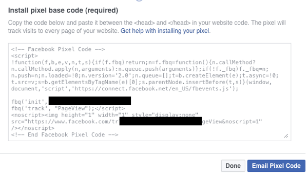 ודא שיש לך את קוד בסיס הפיקסלים של פייסבוק מותקן באתר שלך.