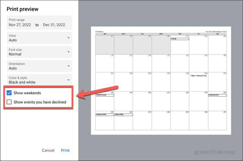 Google Calendar Show בסופי שבוע