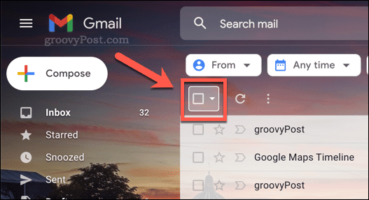 סמל תיבת הסימון לבחירת הודעות דוא" ל ב-Gmail