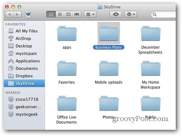 תיקיית Mac SkyDrive